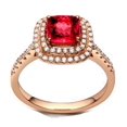 thumbnail image 3 of 1.50 Carat cushion cut Ruby and Diamond Halo Engagement Ring in Rose Gold, 3 of 4