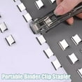 thumbnail image 2 of Portable Binder Clip Stapler - Includes 50 Reusable Clips, Handheld Paper Clam Clip Dispenser, Reusable Fast Paper Clipper for Office Home (Trans+Black), 2 of 7