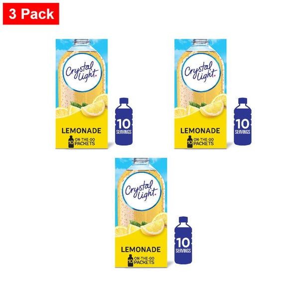 Crystal Light Zero Sugar Lemonade Drink Mix Packets 10 ct - 3 Pack