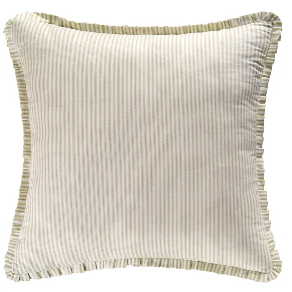 26" X 26" Whitney Striped 100% Cotton Euro Pillow Sham W/ Ruffled Flange