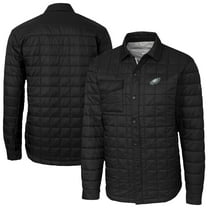 Men's Cutter & Buck  Black Philadelphia Eagles  Rainier PrimaLoft Eco Insulated Quilted Full-Snap Shacket