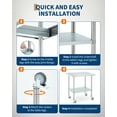 thumbnail image 6 of Heavy-Duty Stainless Steel Commercial Work Table - 4 Caster Wheels, Adjustable Undershelf, Durable Prep Station for Kitchen, Restaurant, Garage, Outdoor - Size: 24x30in, 6 of 7