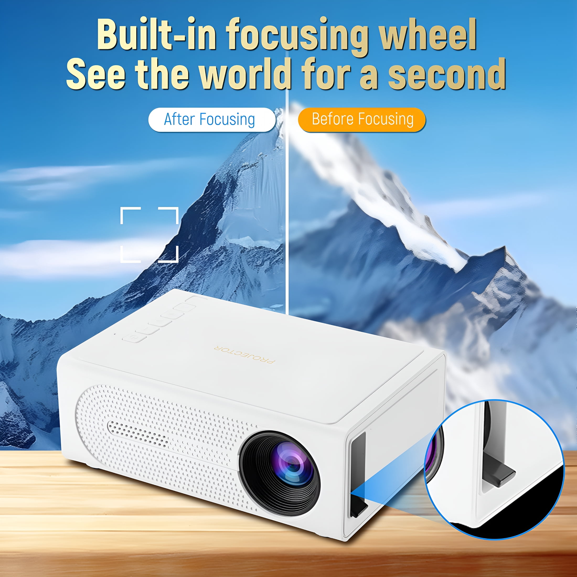 GJX 2026 New Portable Mini Led Projector – 1080P Hd Decoding,24-100 Inch Projection,Hd Display Interface/Usb/Audio Connectivity,Built-In Speaker,30,000