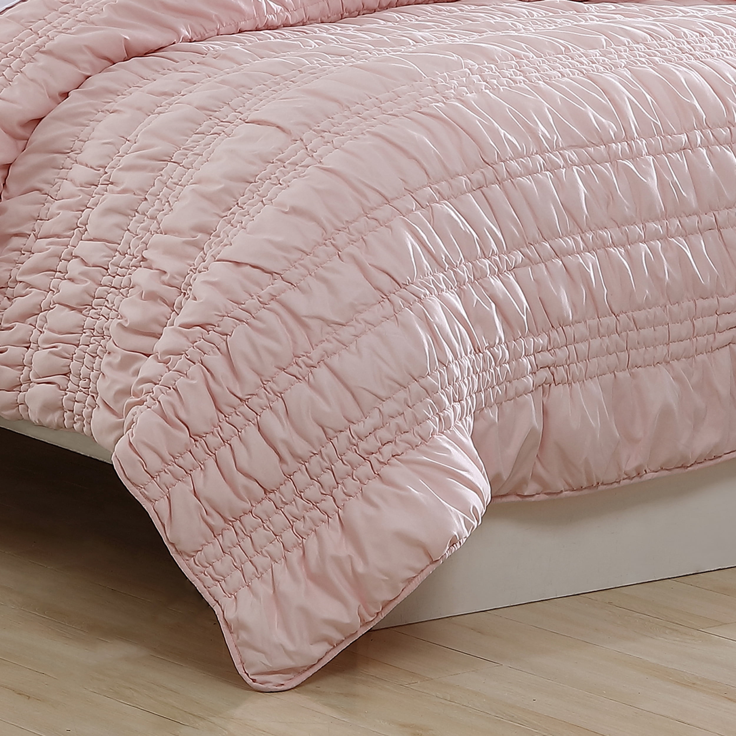 Poppy & Fritz Scrunch Stripe Pink Full/Queen Quilt Set