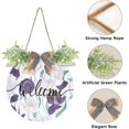 thumbnail image 2 of Welcome Sign with Wreath for Front Door, Rustic Round Hanging Welcome Sign, Wall Housewarming Gift for Home 11.8in, Purple Tulips Home Decor, 2 of 7