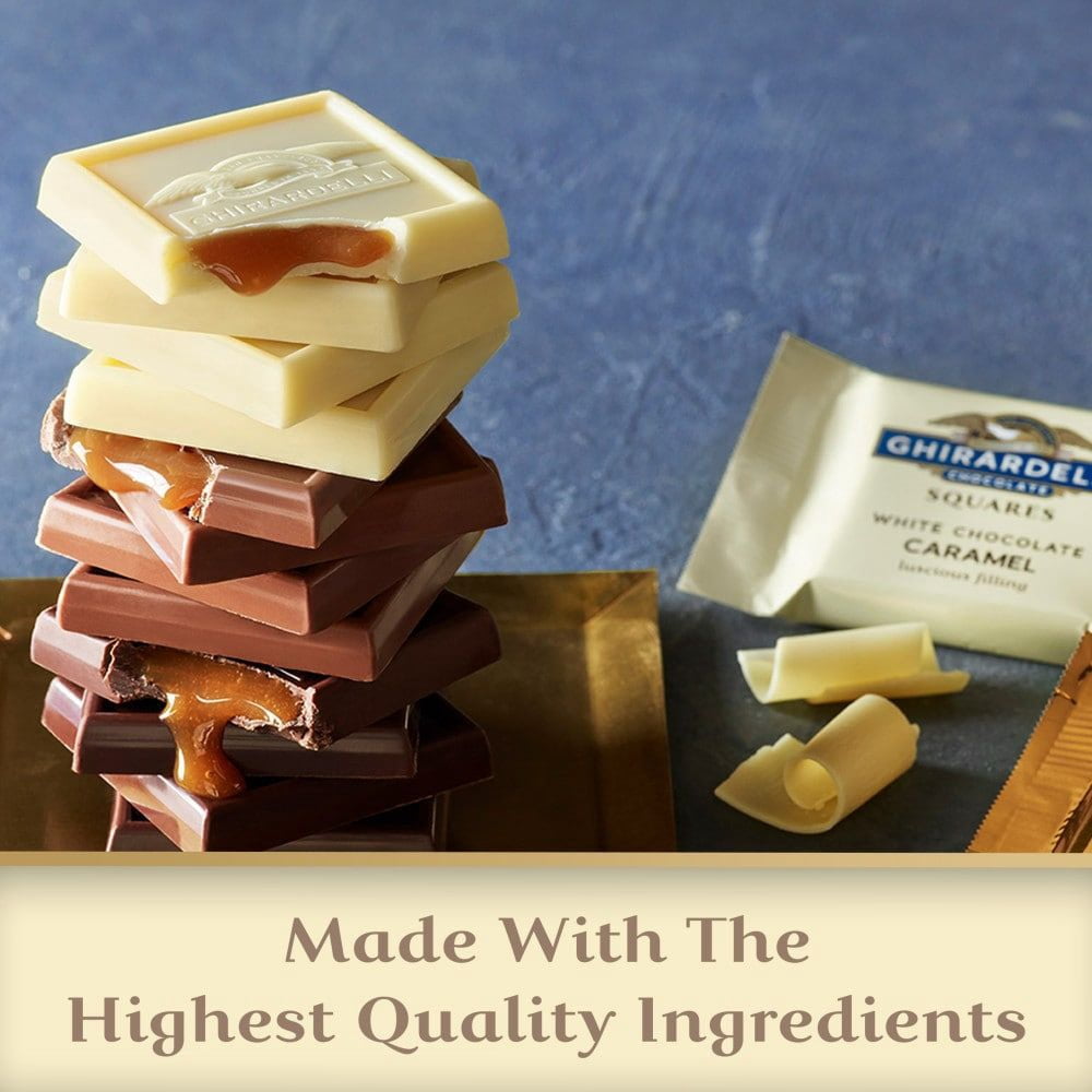 Ghirardelli White Chocolate Squares with Caramel Filling Holiday Candy Bag 5 oz - Pack of 2