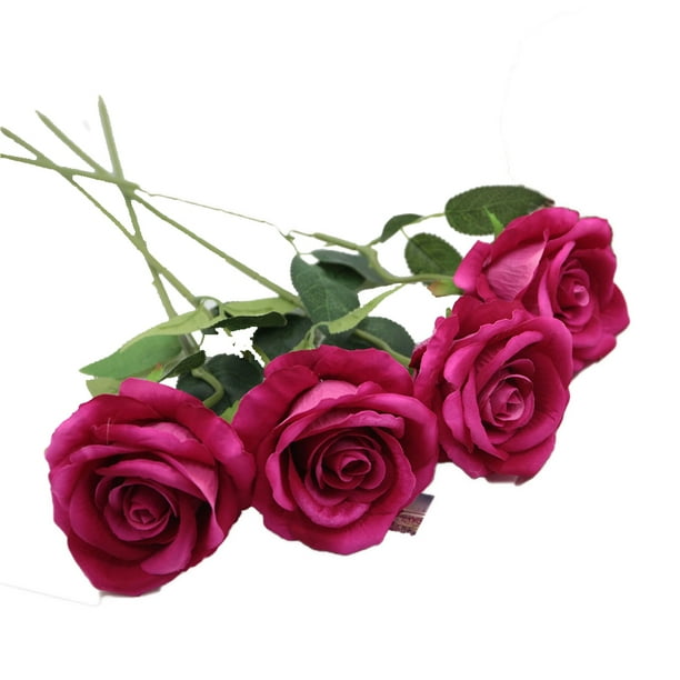 Injueey 10 unidades/juego de bodas de ensueño DIY con hermosas flores rosas de seda, para ramos y centros de , decoraciones que no dañan la Flores artificiales Rosa roja color
