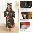 thumbnail image 3 of FORMRS Wearable Blanket Hoodie with Sleeves for Kids Cozy Flannel Sweatshirt, Black Fish Pattern, 3 of 7