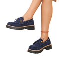 thumbnail image 4 of Willtoo Women's Suede Platform Chunky Heel Loafers Beaded Lace Up Comfortable Shoes Round Toe Anti-Slip Walking Shoes Casual Slip On Fashion Shoes, 4 of 5