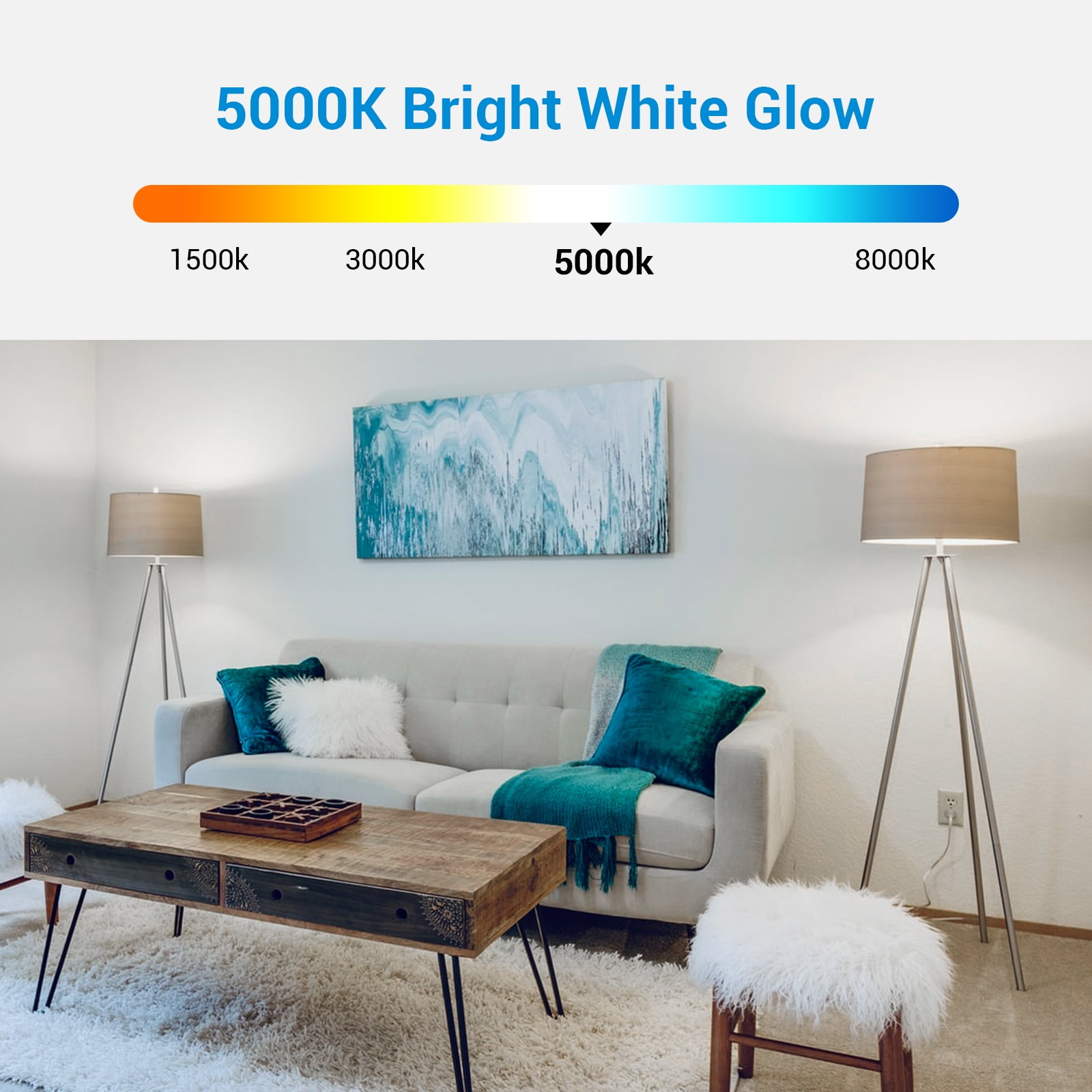 DEWENWILS 8-Pack Daylight LED Light Bulbs 100 Watt Equivalent,1500 Lumen 14 Watt 5000K E26 Base