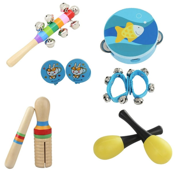 10 Inch Ocean Drum Wooden Handheld Sea Drum Percussion Instrument Gentle  Sea Sound Musical Toy Gift for Kids 