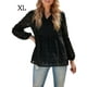 thumbnail image 3 of Sonducket Camisa de mujer con cuello en V con volantes Blusa de encaje casual de manga larga con cuello en V Prendas para la parte del cuerpo Negro XL, 3 of 6