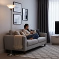 thumbnail image 3 of Lavish Home Torchiere Floor Lamp with Metal Base and Marbled Shade (Silver), 3 of 9