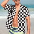 thumbnail image 7 of Kll Men'S Hawaiian Shirt Short Sleeve Button Down Beach Shirts-Black And White Checkerboard, 7 of 7