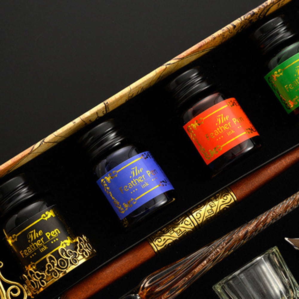 Niovtt Starry Sky Glass Fountain Dip Pen Stationery Ink Calligraphy Pen (Burning)
