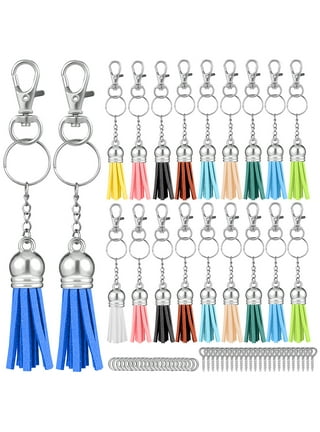 Keychain Tassels Jewelry Key Charms - 300pcs Keychain Tassels Bulk, 100pcs Key  Chain Tassles, 100pcs Jump Rings, 100pcs Screw Eye Pins Hooks, Leather  Tassels for Jewelry Making Crafts (Colorful)