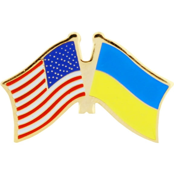 USA & Ukraine Friendship Cross Flag, Lapel Pin - Officially Licensed, Patriotic Enamel - 1.125"