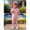 thumbnail image 6 of RUINIXCW Toddler Girl Sweat Outfit Patchwork Plaid Long Sleeve Hoodie Joggers Set, 6 of 8