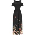 thumbnail image 3 of SMihono Robe Maxi Bohème d'Été pour Femmes Grande Taille Robe Longue Décontractée pour Femmes avec Imprimé Floral Rayé Manches Courtes Robe Maxi Robe de Plage, 3 of 4