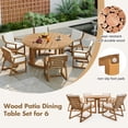 thumbnail image 4 of Harper & Bright Designs Outdoor Dining Set with Chairs for 6, Round Dining Table with Umbrella Hole, Patio Wooden Patio Furniture Set with Removable Cushions for Garden Backyard, Light Teak, 4 of 20