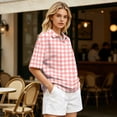 thumbnail image 3 of Sewkxo Polo à Manches Courtes pour Femmes, Col Oversize, T-Shirt à Enfiler Y2k, Décontracté, Ample, Mode Urbaine, Chandail de Rugby, Rouge Melon D\'eau m, 3 of 5