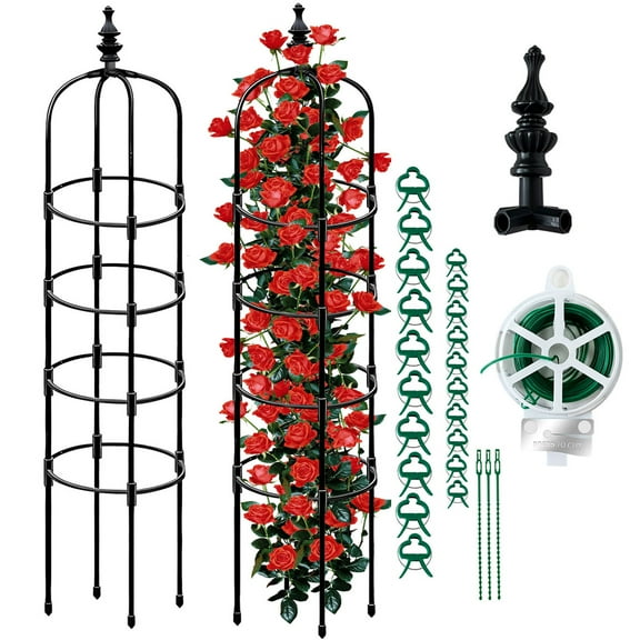 Garden Trellis for Climbing Plant Trellis Gardening Supplies Obelisk Trellis Tall Rustproof Obelisk Trellis Plant Support Garden Tower Outdoor 5.9FT 1Pack