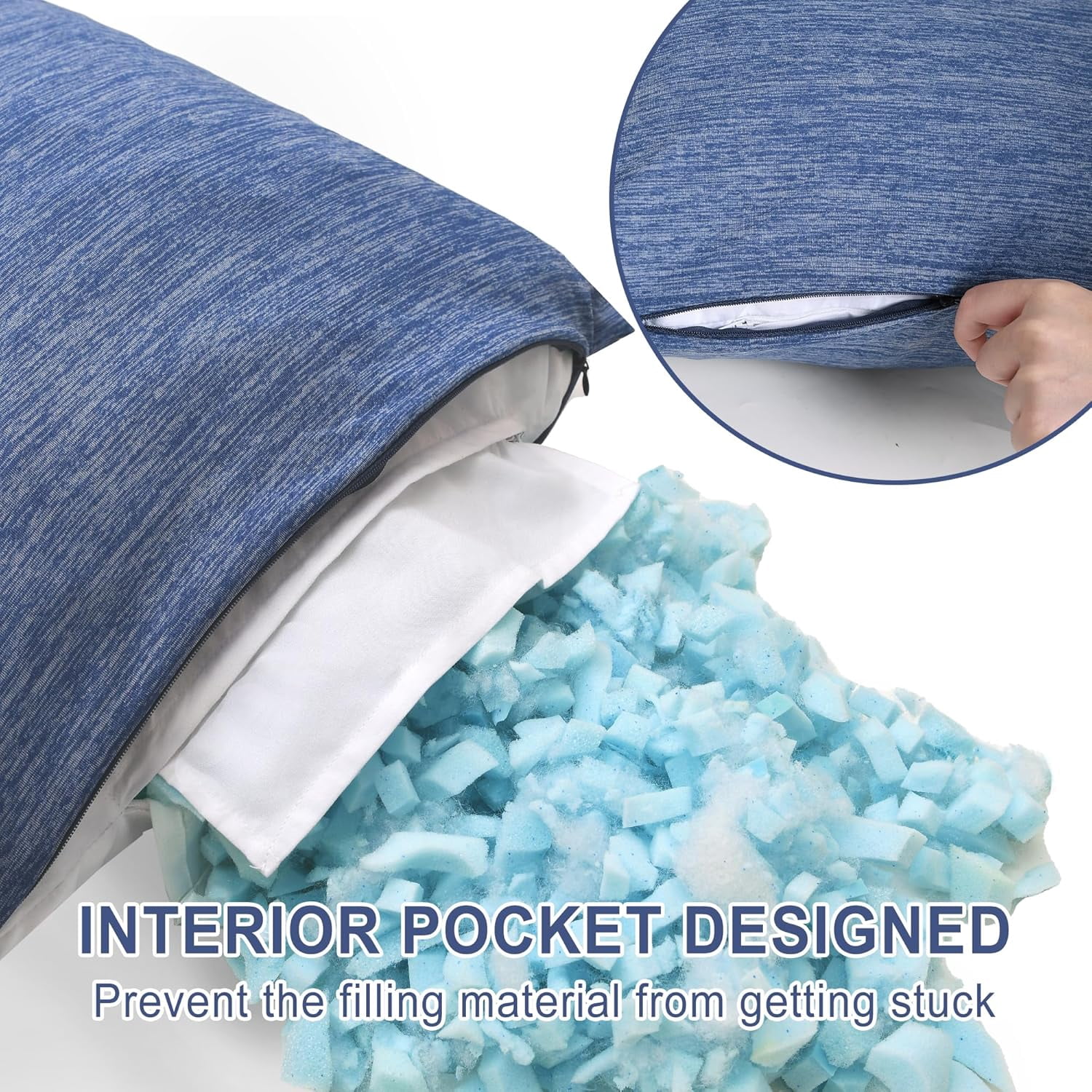 Memory Foam Body Pillow – Cooling Breathable & Supportive Full Length Pillow for Side Sleepers, Pregnancy, Leg & Back Pain Relief, 20x60 Inch Blue