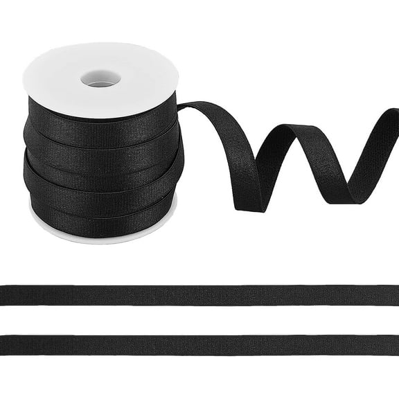 Polyester Elastic Shoulder Strap with Plastic Empty Spools for Sewing Bra Straps Making Black 10mm about 10.94 Yards(10m)/Roll