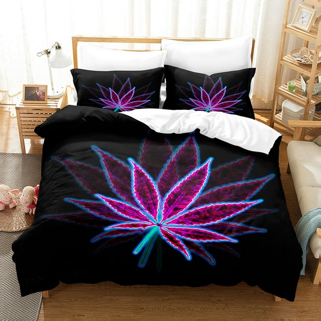 3D Digital Printing Colorful Maple Leaf Series Pillowcase Quilt Cover Bedding Three-Piece Set DCFY9 200*230