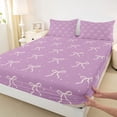 thumbnail image 4 of Erosebridal Cute Bowknots Queen Sheet Sets,Kawaii Bowtie Girls Bed Set For Teens,Pink Purple 4pcs, 4 of 6