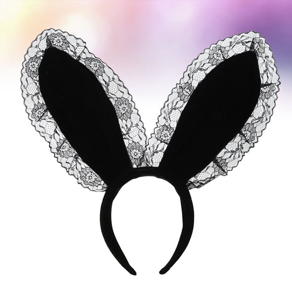 ROMANSENTIAL 1Pcs Black Velvet Rabbit Ear Headbands For Cosplay Women Easter Celebration
