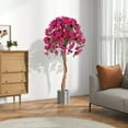 thumbnail image 2 of Gymax 4.5FT Artificial Tree Azalea Artificial Tree w/ Plastic Pot for Indoor & Outdoor, 2 of 10
