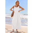 thumbnail image 2 of Vestido largo casual MEROKEETY 2025, vestido blanco de playa de verano, 2 of 8
