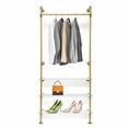 thumbnail image 5 of Gold Metal Ceiling Free Standing Clothes Bar Display Closet Rod Garment Rack, 5 of 12