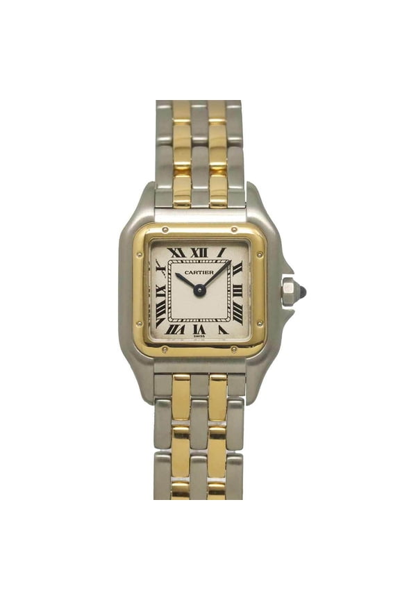 Pre-Owned Cartier Panthre SM 2-Row W25029B6 Two-Tone Ladies' Watch, Ivory & Yellow Gold (YG),...