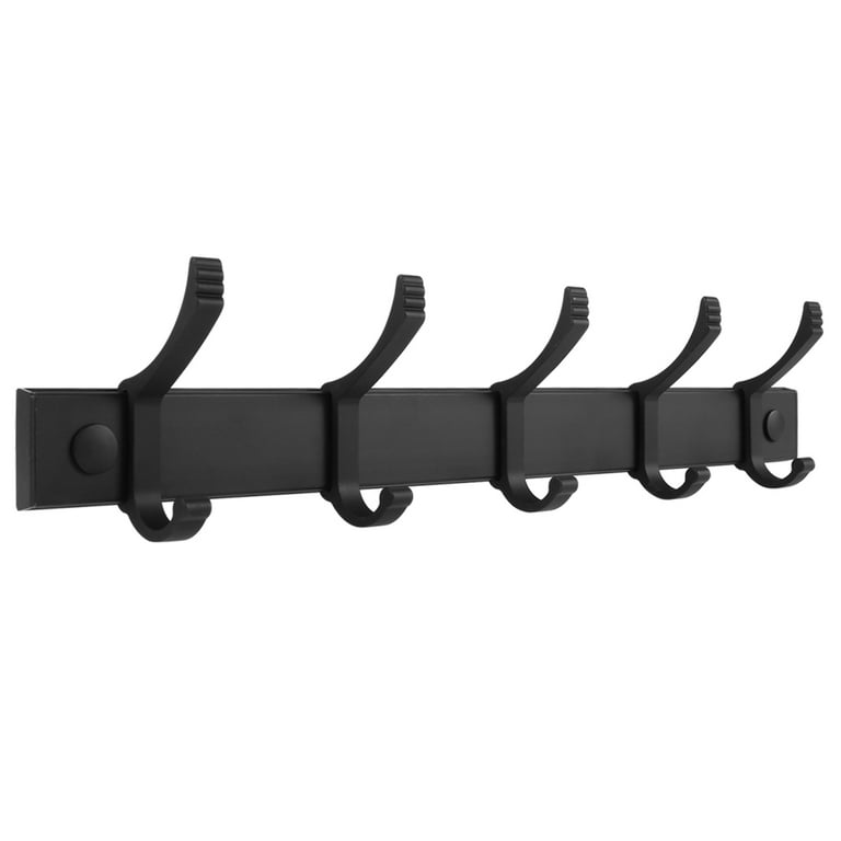 Coat Rack Wall Mounted, 2 Pack 14.5 Inch Coat Hooks for Hanging Coats,  Heavy Duty Metal Hook Rack Rail with 5 Double Dual Hooks, Coat Hanger Wall