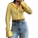thumbnail image 2 of Camisas de Vestir de Larga con Botones para Mujer, Sin Arrugas, con Cuello, para el Trabajo o la Oficina, Blusas Lisas, Tops Tipo Corsé Amarillo L, 2 of 9