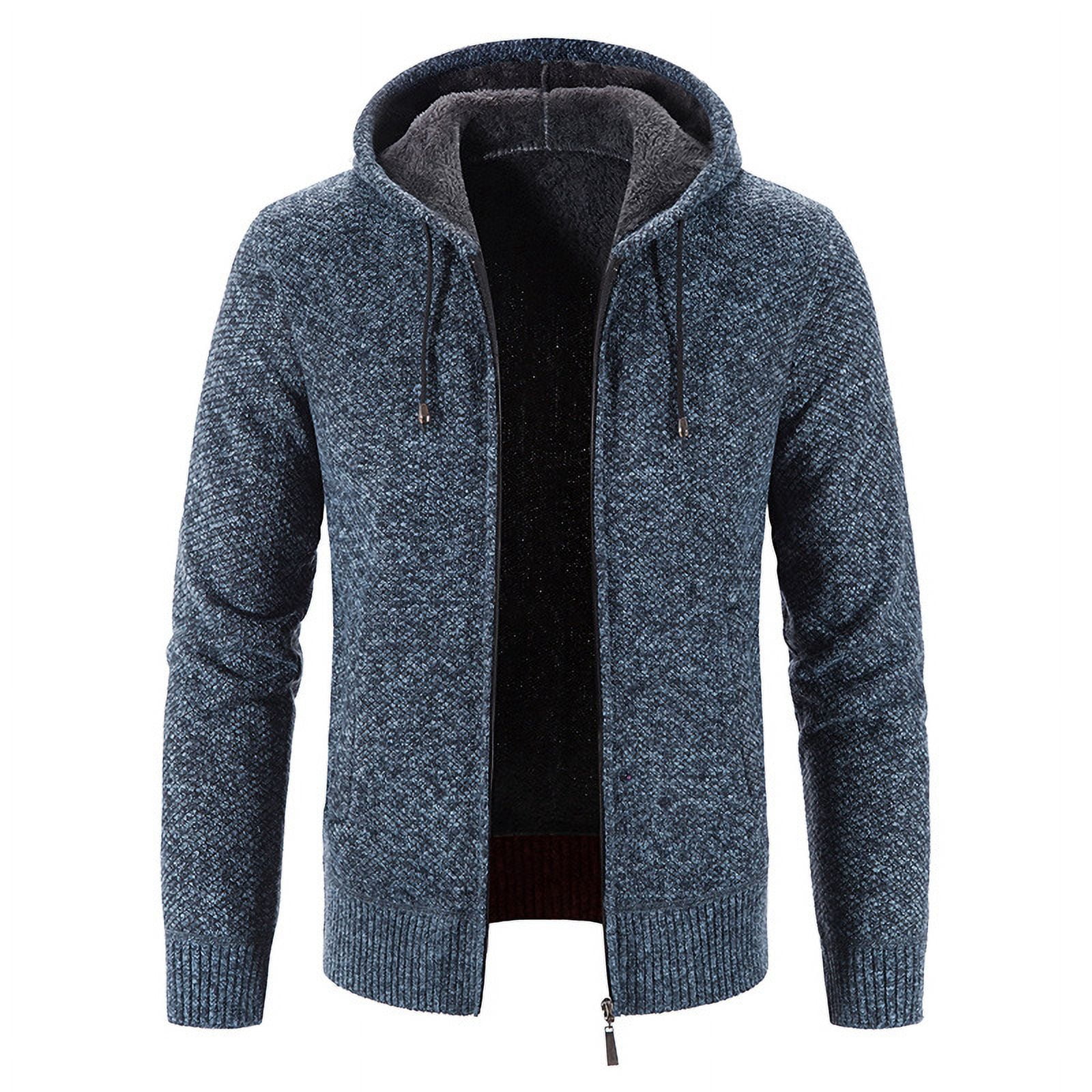 Cárdigan Hombre Capucha Forro Polar | Tejido Jersey Amplio | Tallas Grandes | Primavera/otoño | Estilo Casual