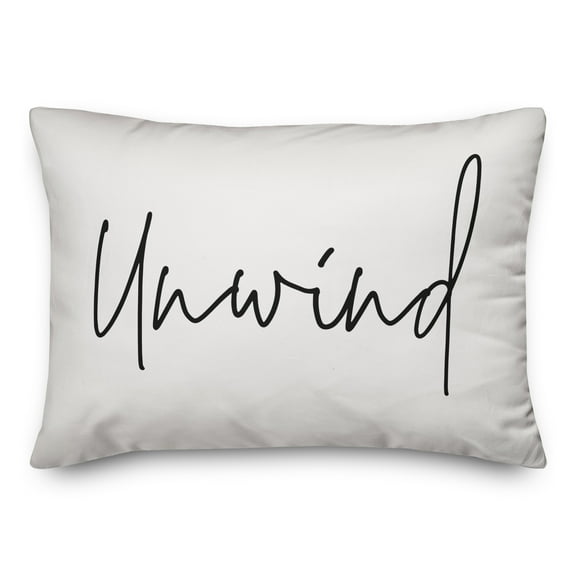 Creative Products Unwind Script White and Black 14x20 Indoor / Outdoor Pillow
