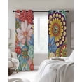 thumbnail image 3 of Boho Floral Blackout Curtains, Light Blocking Print Window Curtains, Bohemia Country Colorful Mandalas Flower Thermal Insulated Window Drapes for Living Room Kitchen Cafe 2 Panels, 84"W x 63"L, 3 of 9