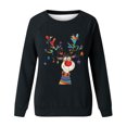 thumbnail image 4 of miqiqism Women's Ugly Christmas Shirts Merry Christmas Reindeer Print Thin Sweatshirts Juniors Crewneck Long Sleeve Holiday Pullovers Tops Blouses,B#01_Black,XX-Large, 4 of 4