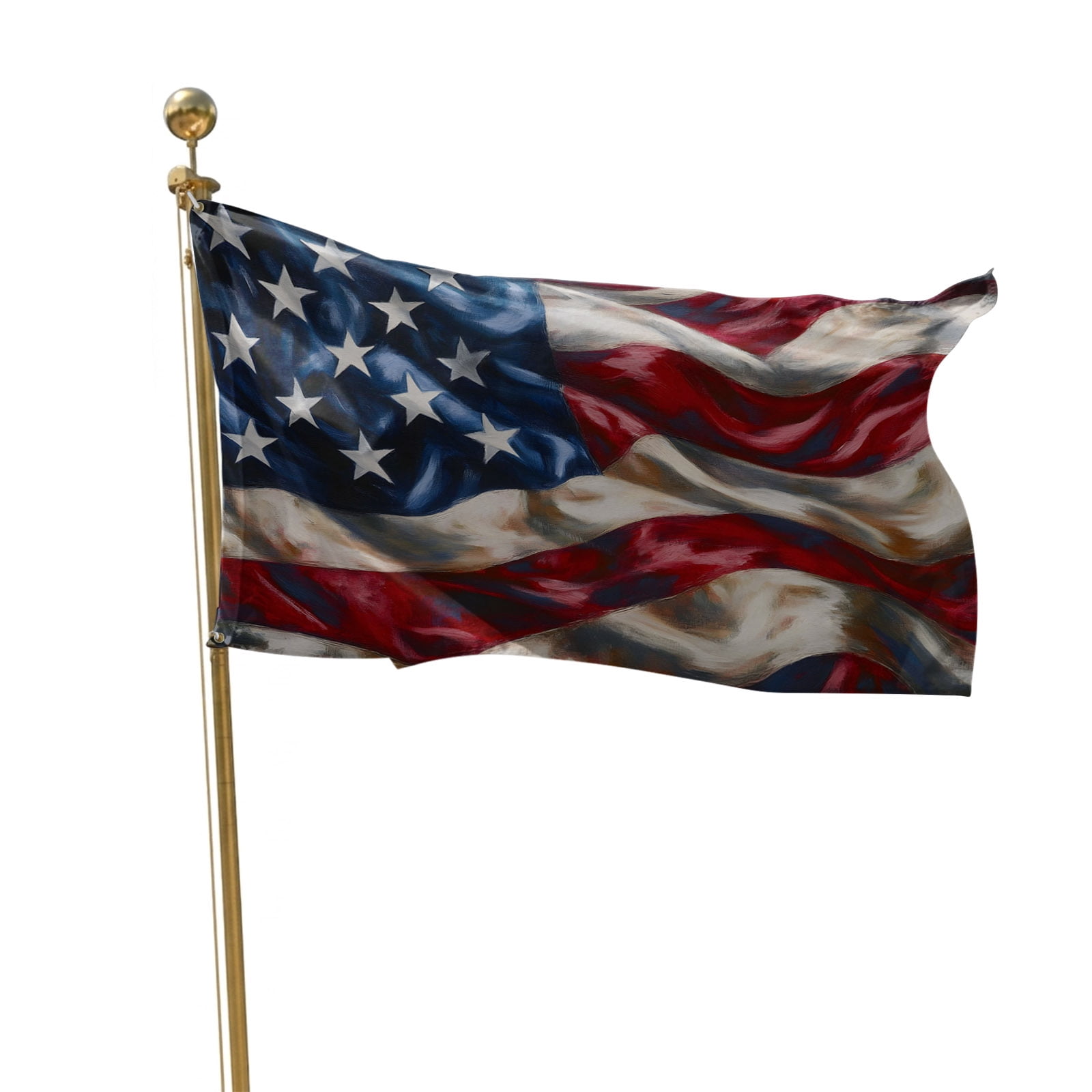 4th of July Flags for Outside 3x5 ft Patriotic American Flag Outdoor Flags Double Sided Grommets House Banner Vintage Ripples USA Flag Patio Yard Flag for Outdoor Party Porch Independence Day