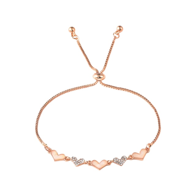 Pulsera Ajustable para Mujer con Corazón | Joyería de Mano con Pedrería Estilo Coreano | Accesorio de Moda Europeo y Americano | Regalo con Forma de Corazón para Ella | Ajuste Versátil | 1 Pieza