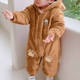 thumbnail image 6 of Infant Baby Fleece Jumpsuit Winter Warm Thick Flannel Long Sleeve Rompers Animal Onesies Cute Hooded Newborn Clothes, Coffee, 0 Months, 6 of 6