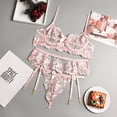 thumbnail image 3 of Gibobby Conjunto de lencería de encaje Tanga Liga 3 piezas Traje de ropa interior + Aros + Conjunto de encaje sexy Sujetador de Íntimos(Rosa, CH), 3 of 5