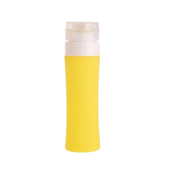 ROMANSENTIAL Yellow Silicone Travel Bottles Reusable Liquid Containers for Toiletries and Body Care