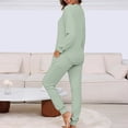 thumbnail image 6 of Womens Knit Pajamas Sets Two Piece Outfits Sets Sleepwear Loungewear Pjs Long Sleeve Tops And Pants, 6 of 8