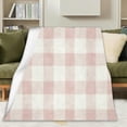 thumbnail image 3 of Pink White Gingham tablecloths Textiles Fashion and Scrapbook projectsThrow Blanket for Couch Bed Soft Cute Fleece Fuzzy Spring Summer Throw Blankets Cozy Living Room Throw Blanket for Chair, 3 of 5
