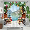 thumbnail image 1 of Whimsical Winter Scene Shower Curtain with Snowmen & Christmas Trees, 1 of 4
