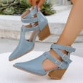 thumbnail image 2 of Wensltd Fashion High Heel for Women Buckle Strap Chunky Block Heel Pointy Toe Dressy Shoes, 2 of 5